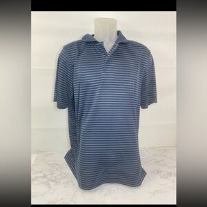 Croft & Barrow Polo Shirt Mens L Blue Striped Performance Short Sleeve M​​